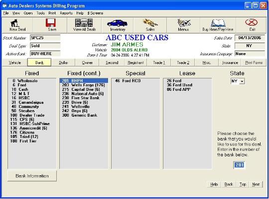 screenshot of Auto Dealer Systems